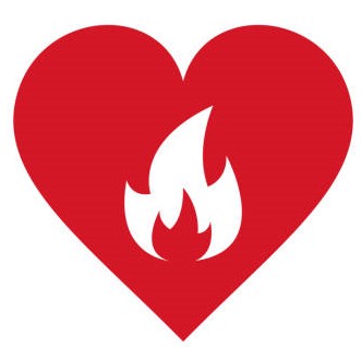 heart in fire symbol, vector simple isolated sign. heart in fire symbol, vector simple isolated sign.